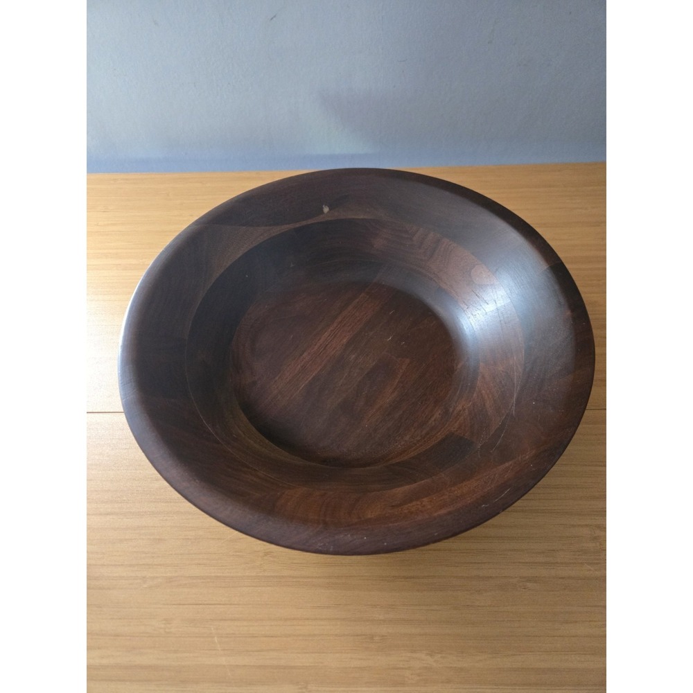Vintage Handcrafted Mid-Century Modern Walnut Serving Bowl